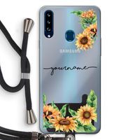 Zonnebloemen: Samsung Galaxy A20s Transparant Hoesje met koord