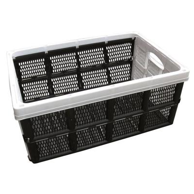 Boodschappenkrat - zwart/wit - 50 cm - 32 liter - kunststof - inklapbaar