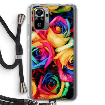 Neon bloemen: Xiaomi Redmi Note 10S Transparant Hoesje met koord