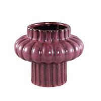 PTMD Sannee Red ceramic pot ribbed wide middle M - thumbnail