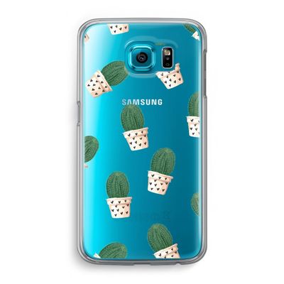 Cactusprint roze: Samsung Galaxy S6 Transparant Hoesje
