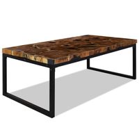 The Living Store Salontafel - Teakhout met hars - Stalen frame - 110x60x40cm - Handgemaakt