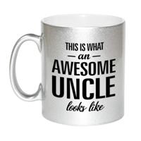 This is what an awesome uncle looks like cadeau - koffiemok - zilver - verjaardag - familie