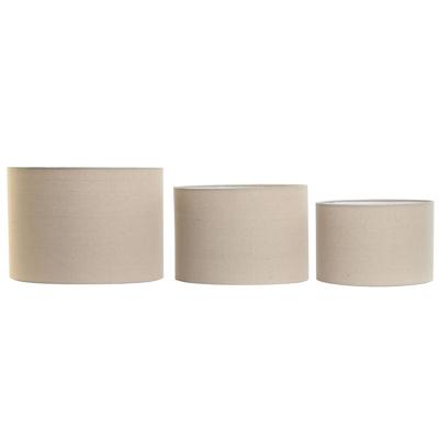 Lampenkap Home ESPRIT Beige Linnen Metaal Stads 40 x 40 x 28 cm (3 Onderdelen)
