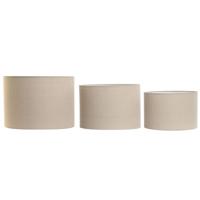 Lampenkap Home ESPRIT Beige Linnen Metaal Stads 40 x 40 x 28 cm (3 Onderdelen)