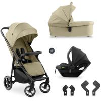HAUK - 3-in-1 Shop N Care Trio Reisset - Kinderwagen + Reiswieg + Autostoel + Adapters - 4 Wielen - Olijfgroen