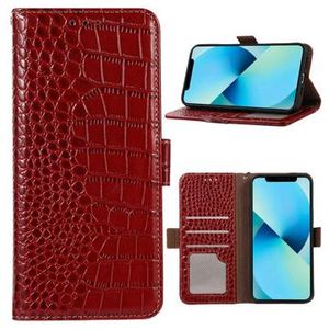 Crocodile Series iPhone 14 Wallet Leren Hoesje met RFID - Rood