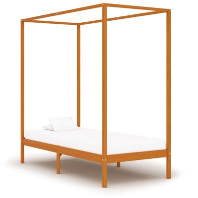 Hemelbedframe massief grenenhout honingbruin 90x200 cm
