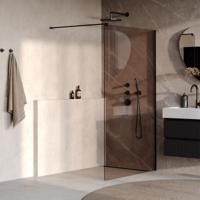 Brauer Oblivion - Inloopdouche - Brons Glas - 120 x 200 cm - incl. Glascoating - Mat Zwart