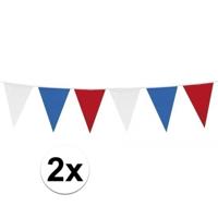 2x vlaggenlijnen holland/nederland - rood-wit-blauw - 10 meter - kunststof - binnen en buiten