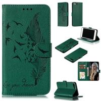 iPhone 7 Plus & 8 Plus horizontaal Litchi structuur 3D veren patroon PU leren Flip Hoesje met houder, foto frame en opbergruimte voor pinpassen & geld