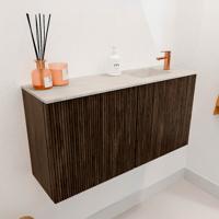 Toiletmeubel Mondiaz Joya Dlux | 80 cm | Meubelkleur Walnut | Faye wastafel Ostra Wasbak Rechts | 1 kraangat