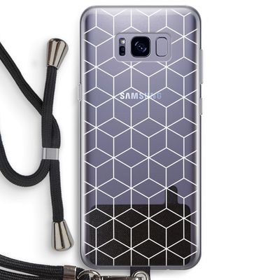 Zwart-witte kubussen: Samsung Galaxy S8 Plus Transparant Hoesje met koord