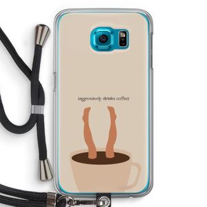Aggressively drinks coffee: Samsung Galaxy S6 Transparant Hoesje met koord