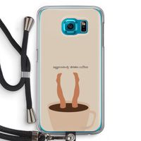 Aggressively drinks coffee: Samsung Galaxy S6 Transparant Hoesje met koord