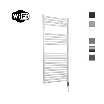 Elektrische Radiator Sanicare HWV Met Wifi 111,8x45 cm Wit 596W Met Thermostaat Chroom Rechtsonder