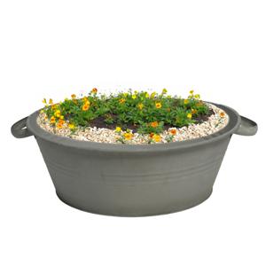 Plantenpot/bloempot teil Farmer - rond - zink - donkergrijs - D30 X H14 cm