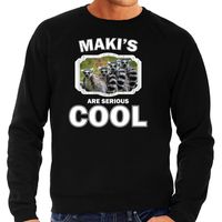 Sweater makis are serious cool zwart heren - maki apen/ maki familie trui - thumbnail