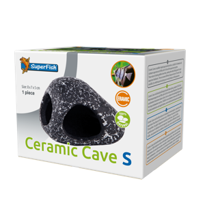 Superfish Ceramic Cave S - Rustieke Schuilplaats voor Aquariumvissen, Natuurlijk Keramiek Design, Zoet- & Zoutwater Compatible