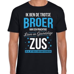 Trotse broer / zus cadeau t-shirt zwart voor heren