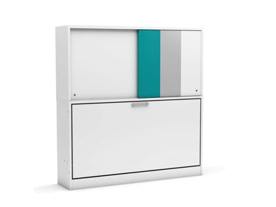 Eenpersoons opklapbed Academy met kastruimte - Turquoise