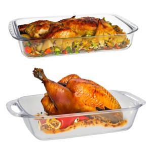 Ovenschaal van borosilicaat glas - set van 2 - rechthoek - 2.7 en 3.7 liter - serveerschaal