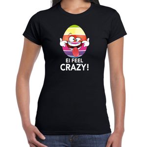 Vrolijk Paasei ei feel crazy t-shirt zwart voor dames - Paas kleding / outfit