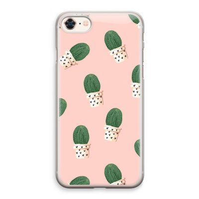 Cactusprint roze: iPhone 8 Transparant Hoesje