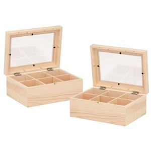 Theedoos - 2x - blanco - 22 cm - hout - houten kistje versieren - hobby