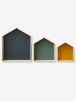 Set van 3 houten huisplanken blauw - thumbnail
