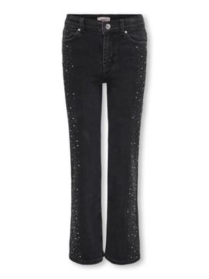 Kids ONLY winter jeansbroek meisjes - zwart - KogJuicy - wide leg fit, glitter steentjes