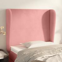 Hoofdbord met randen 83x23x118/128 cm fluweel roze