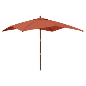 vidaXL Parasol met houten paal 300x300x273 cm terracottakleurig