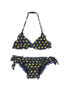 MC2 Saint Barth Kids bikini volanté à imprimé graphique - Bleu