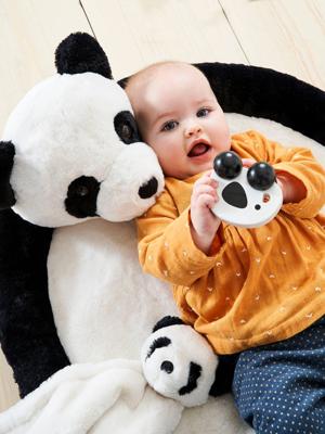 Koffer speeltapijt + knuffel Panda. zwart