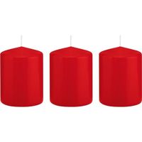 3x Rode cilinderkaarsen/stompkaarsen 6 x 8 cm 29 branduren - thumbnail