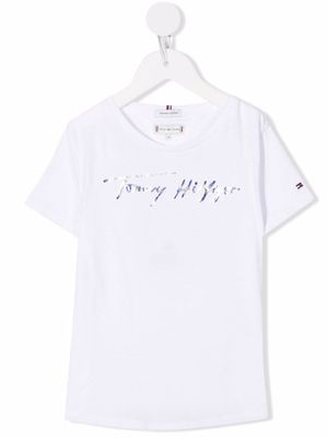 Tommy Hilfiger Junior t-shirt en coton à logo imprimé - Blanc