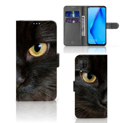 Huawei P40 Lite | Telefoonhoesje | Met pasjeshouder | Zwarte Kat