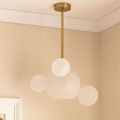 Hanglamp modern goud met opaalglas E27 fitting &apos;Kenji&apos;