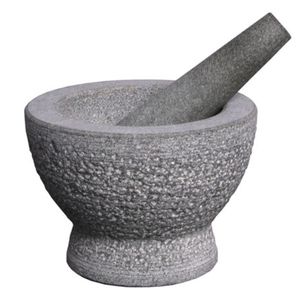 Vijzel met stamper - grijs - graniet - D16 cm