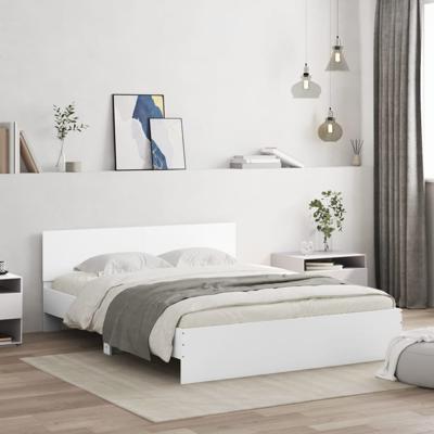 Bedframe met hoofdeinde en LED-verlichting wit 160x200 cm