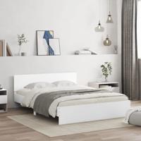 Bedframe met hoofdeinde en LED-verlichting wit 160x200 cm