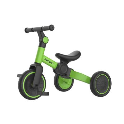 5-in-1 Kinderfiets Kinderloopfiets met Afneembare Pedalen Verstelbaar Stuur en Achterwielen Opvouwbare Kinderdriewieler-Groen