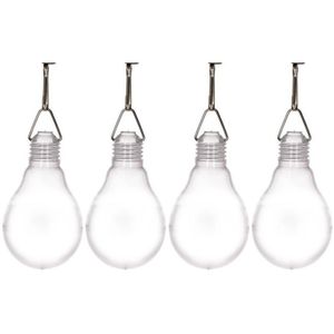 4x Buiten verlichting solar lampenbolletjes wit 11,8 cm