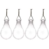 4x Buiten verlichting solar lampenbolletjes wit 11,8 cm