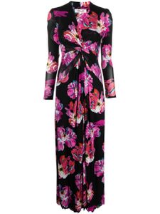 DVF Diane von Furstenberg robe mi-longue à fleurs - Noir