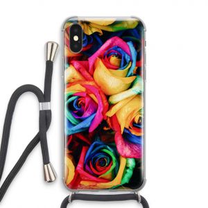 Neon bloemen: iPhone XS Transparant Hoesje met koord