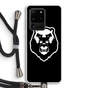 Angry Bear (black): Samsung Galaxy S20 Ultra Transparant Hoesje met koord