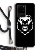 Angry Bear (black): Samsung Galaxy S20 Ultra Transparant Hoesje met koord