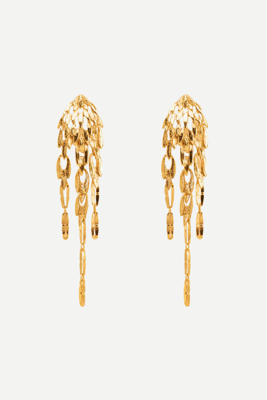 Wouters & Hendrix oorbellen Stud with Dangling Leaves ESC091 gold-plated silver